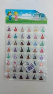 מדבקות כובעי ליצן 6 בשורה<BR> 10 דף