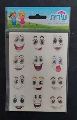 מדבקות פרצופים דף שקוף 10 דף