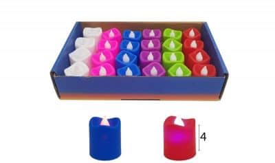 נר אלקטרוני מהבהב צבעוני/ נר מאיר <BR> 12 יח