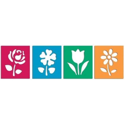 סט 4 שבלונות פרחים