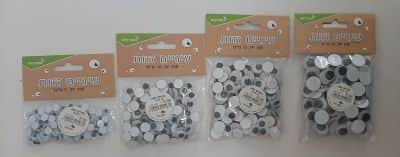 עיניים זזות מפלסטיק 50 יח <BR>18 ממ